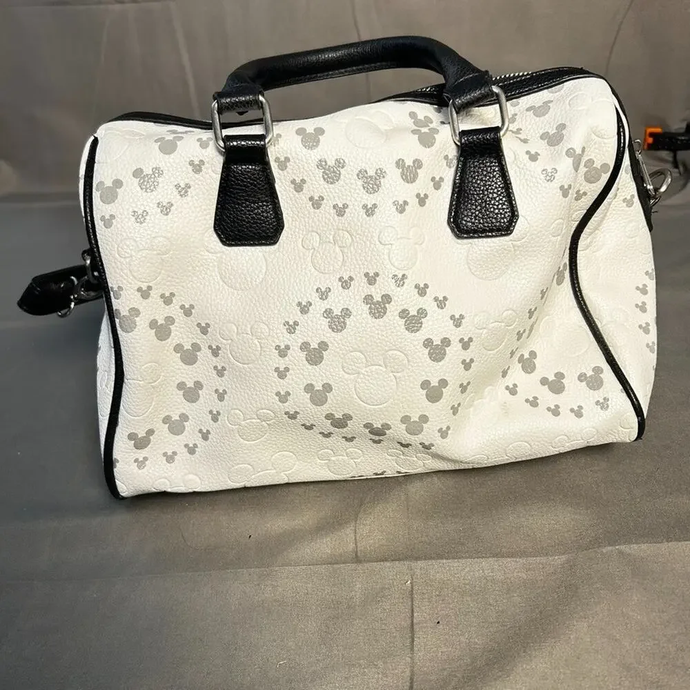 Official Disney Store Mickey Mouse Embossed Silhouette Satchel Bag Black & White